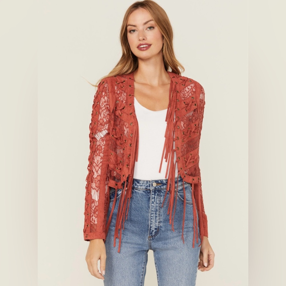 NWOT women’s suede tassel jacket